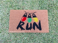 Clearance Stranger Fandom Run Christmas Lights Message Custom Hand Painted Welcome Door Mat by Killer Doormats