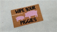 Wipe Your Piggies Custom Cute Pig Handpainted Doormat by Killer Doormats