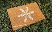 Winter Snowflake Custom Handpainted Seasonal Holiday Welcome Doormat by Killer Doormats